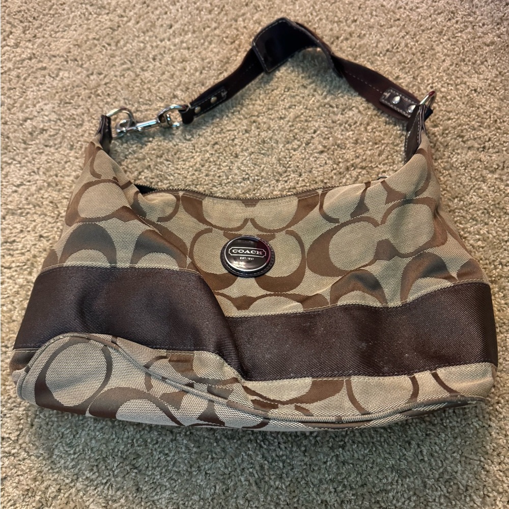 Authentic Coach Tan and Brown Shoulder Bag